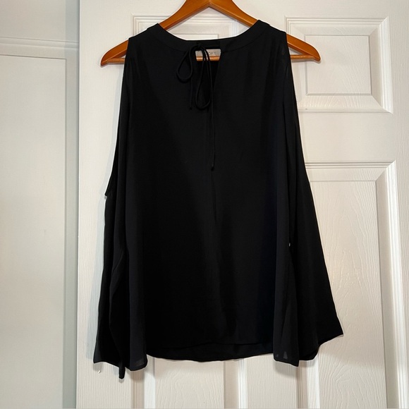 LOFT Sheer Cold Shoulder Long Sleeve Tunic Blouse - Picture 1 of 6